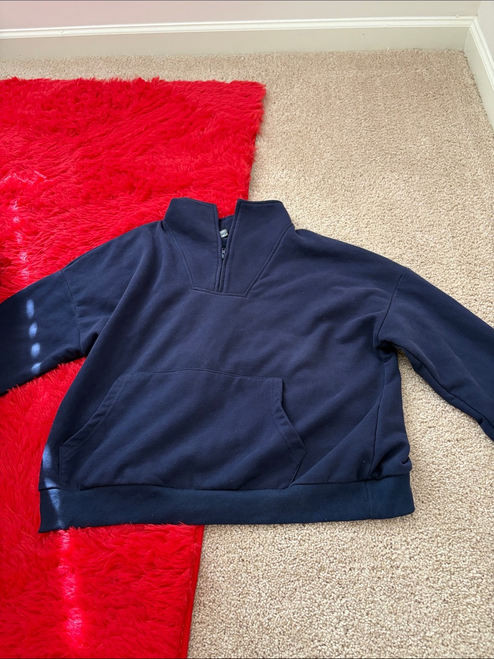 Navy Half-Zip Pullover Sweatshirt